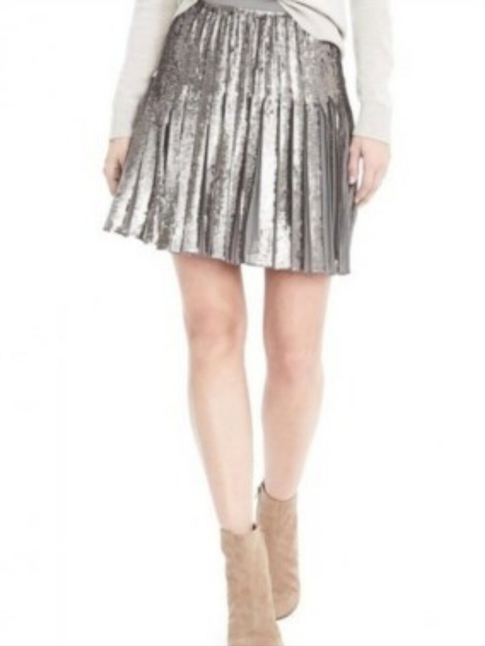 Banana Republic Silver Pleated Mini Skirt